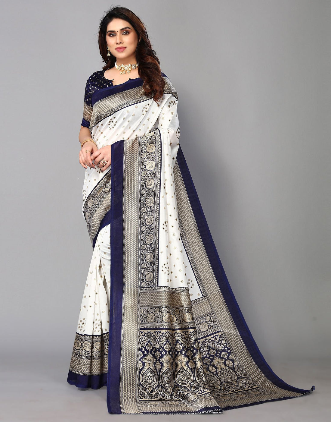 White Silk Bandhani Saree | Sudathi