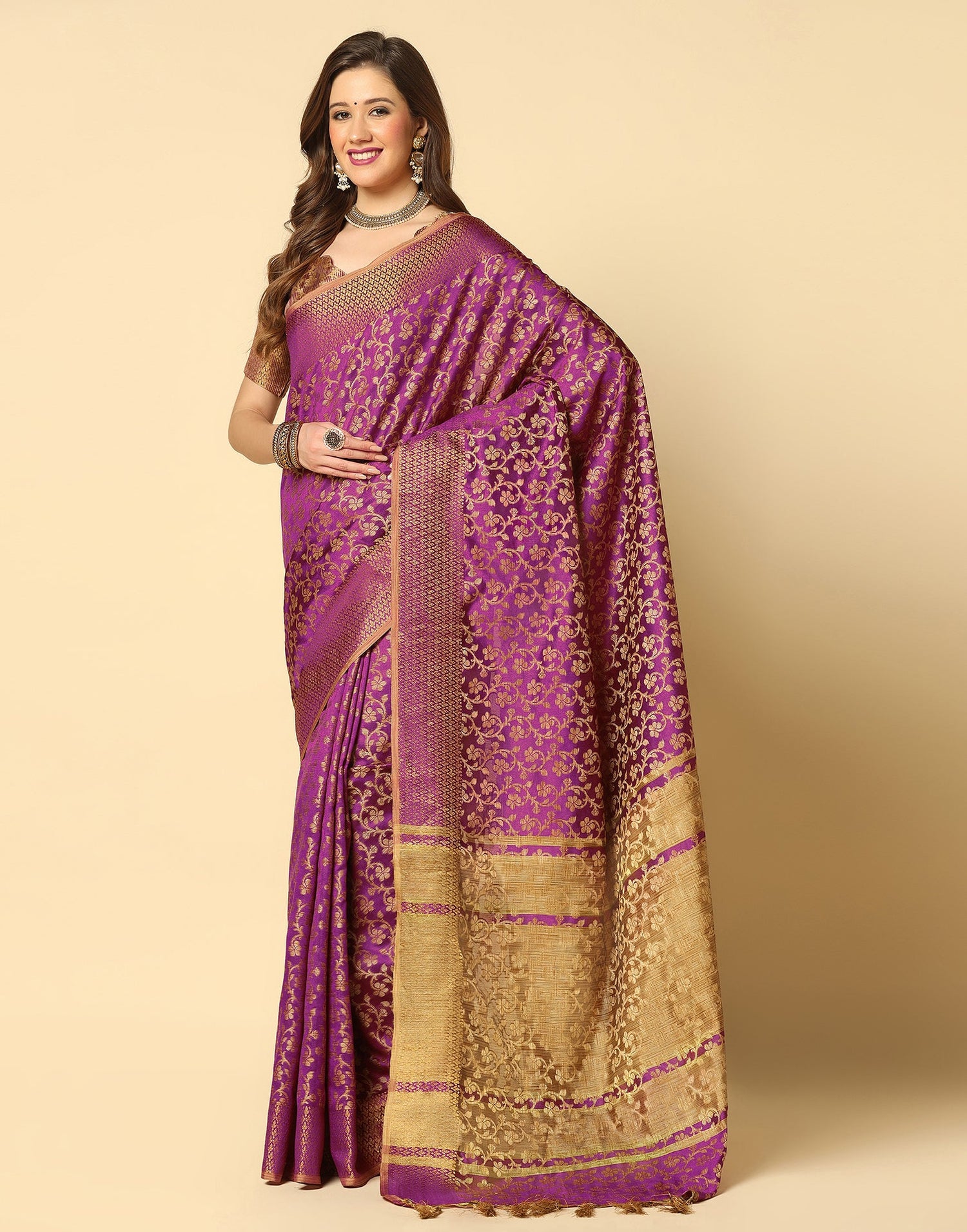 Wine Banarasi Silk Saree | Sudathi