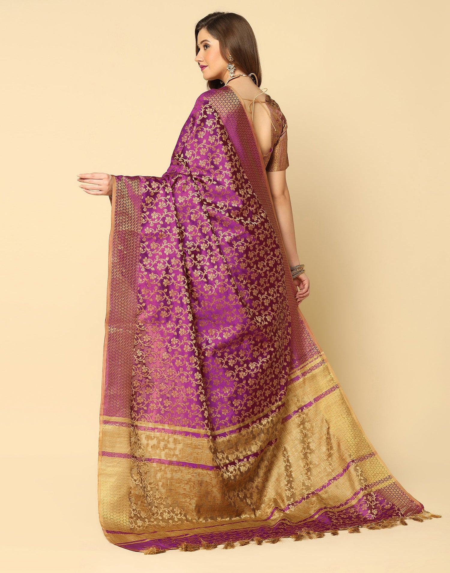 Wine Banarasi Silk Saree | Sudathi