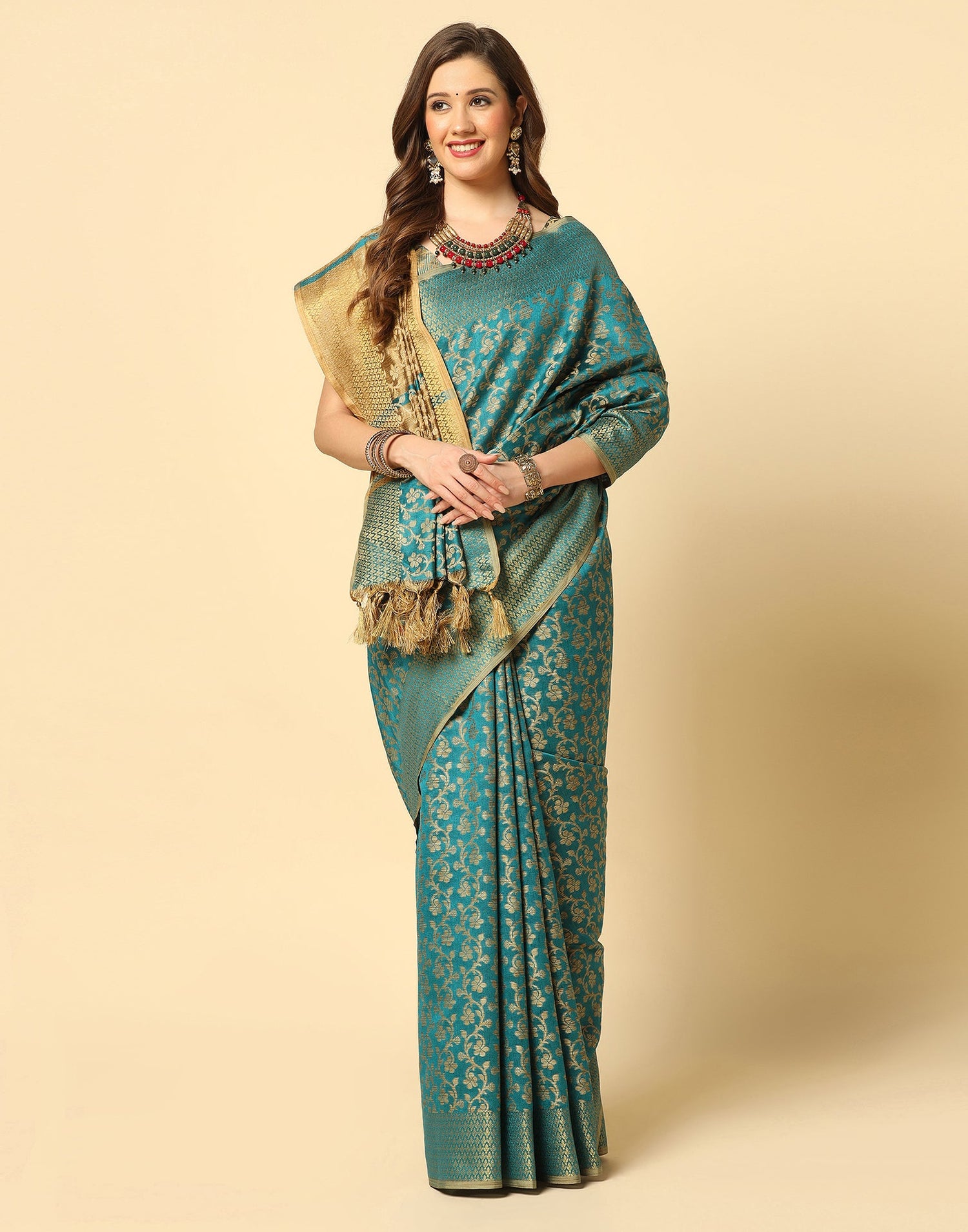 Rama Green Banarasi Silk Saree | Sudathi