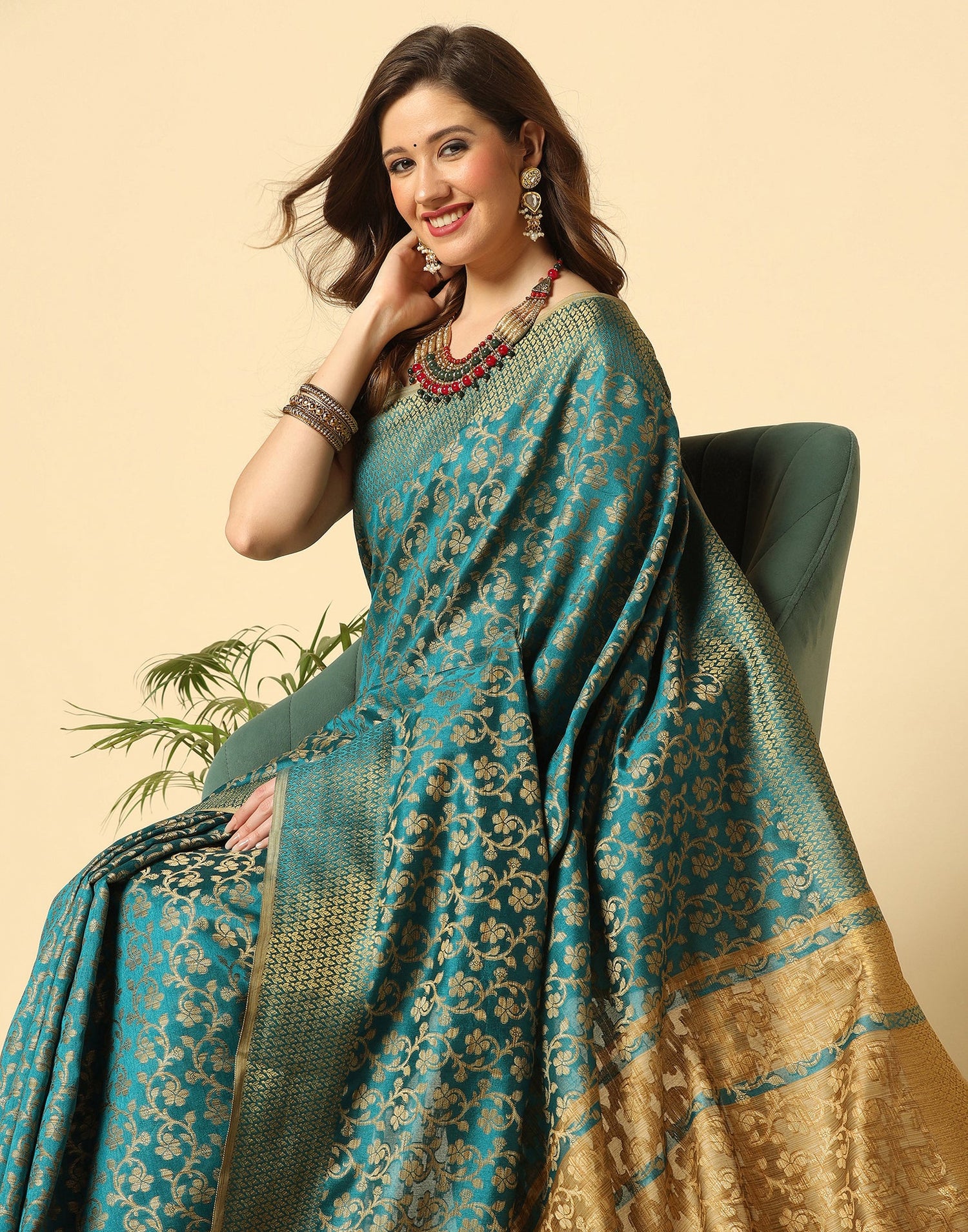 Rama Green Banarasi Silk Saree | Sudathi