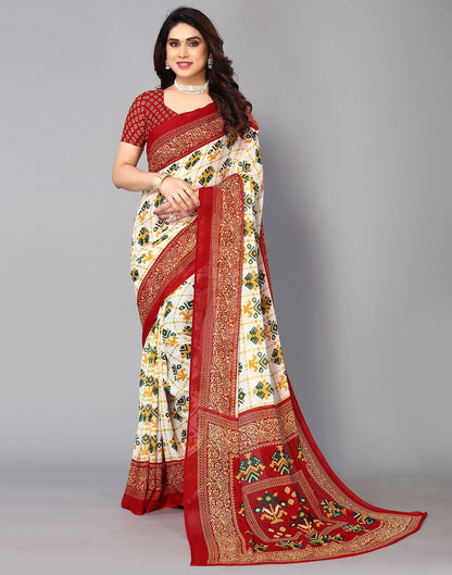 White Printed Saree | Sudathi
