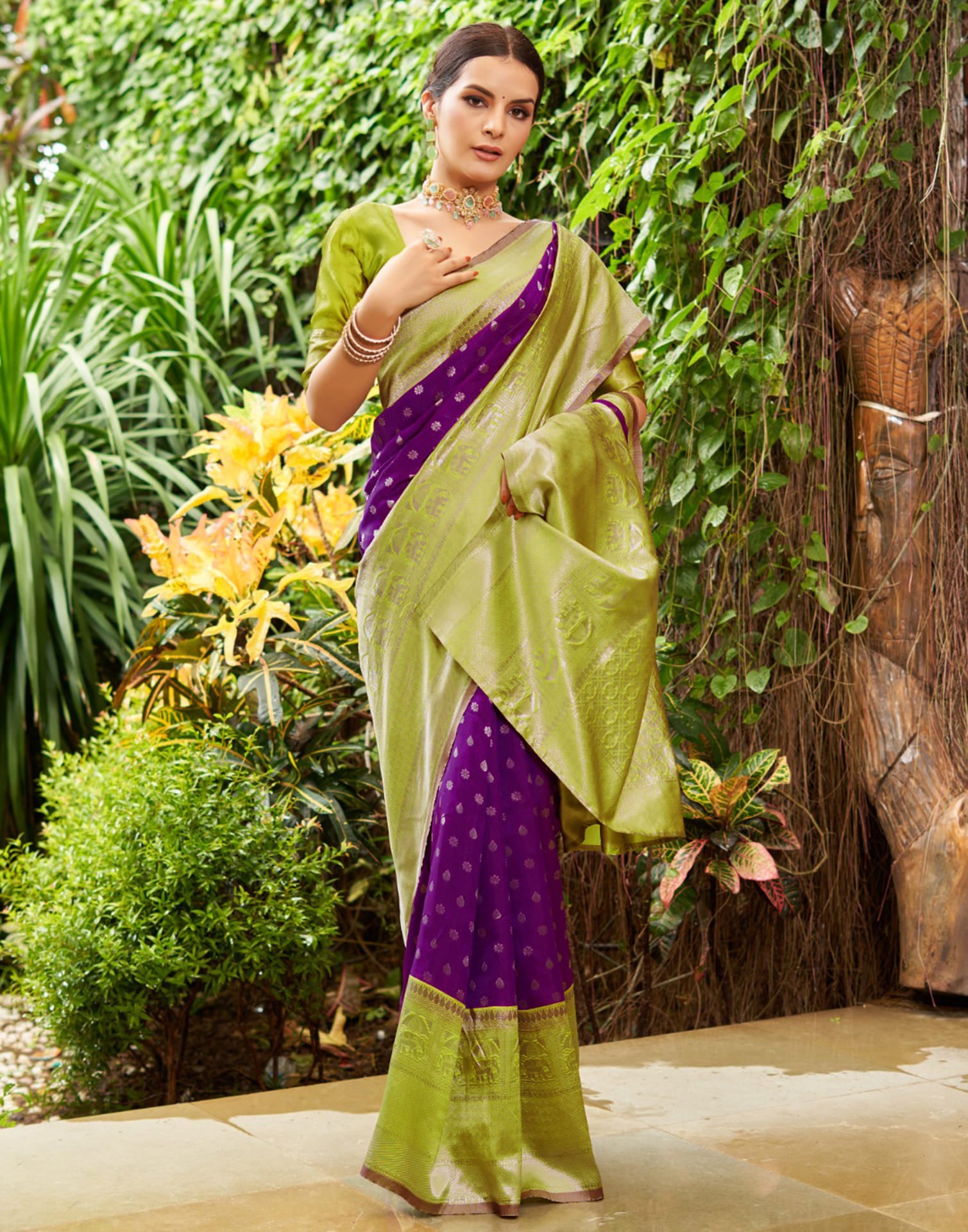 B1G1 Green Silk Saree