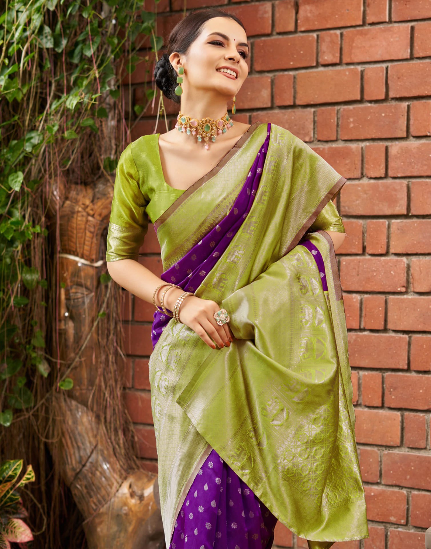 B1G1 Green Silk Saree