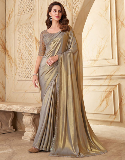 Grey Plain Silk Saree | Leemboodi