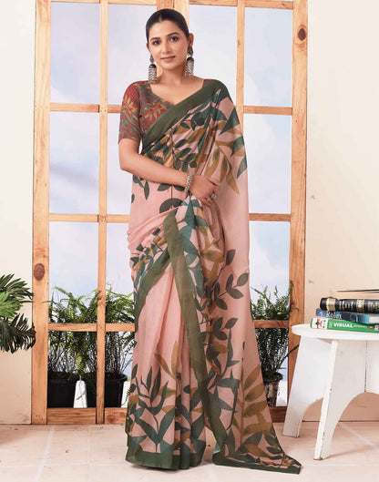 Ready To Wear Light Dusty Pink Printed Cotton Saree