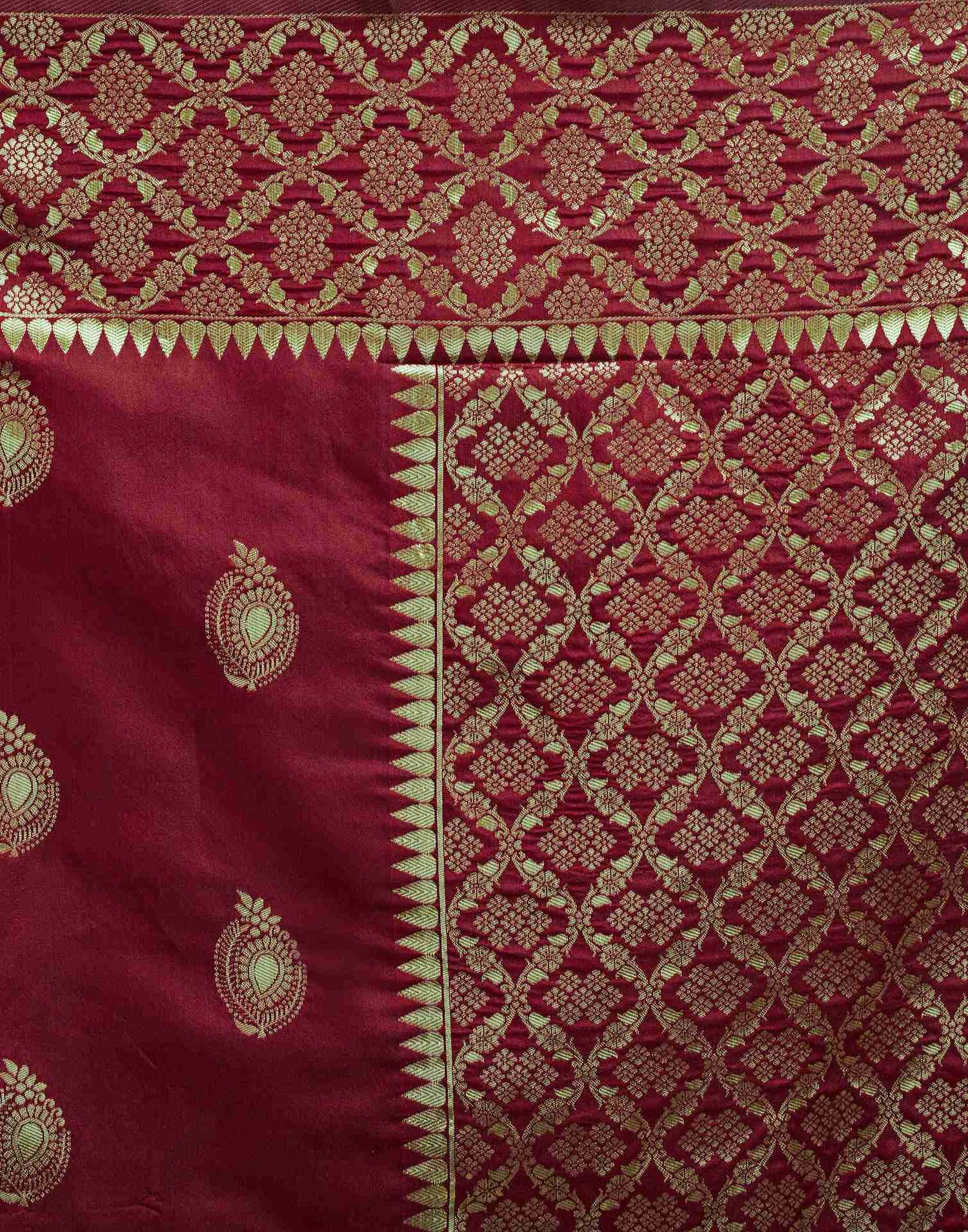 Dark Maroon Silk Woven Saree