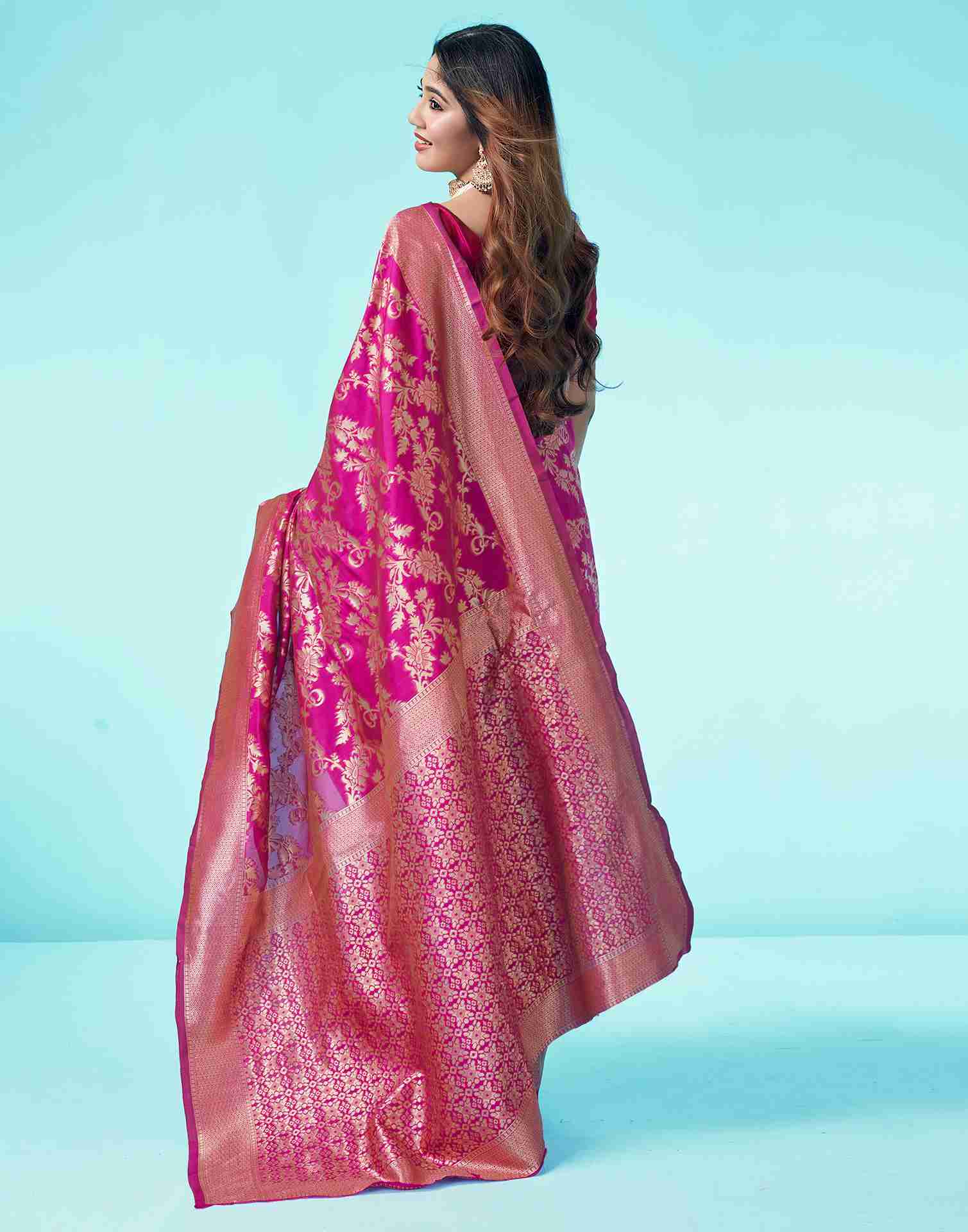 Rani Pink Banarasi Silk Saree