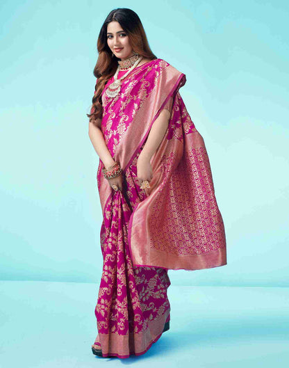 Rani Pink Banarasi Silk Saree