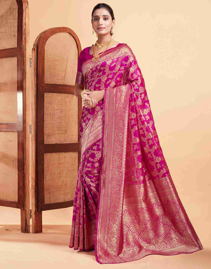 Pink Banarasi Silk Woven Saree