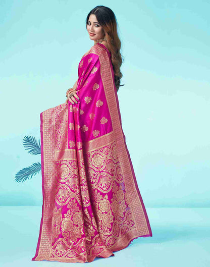 B1G1 Rani Pink Jacquard Silk Saree