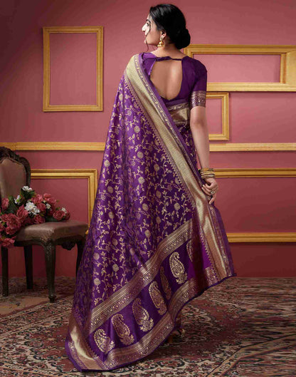 Dark Purple Banarasi Silk Saree