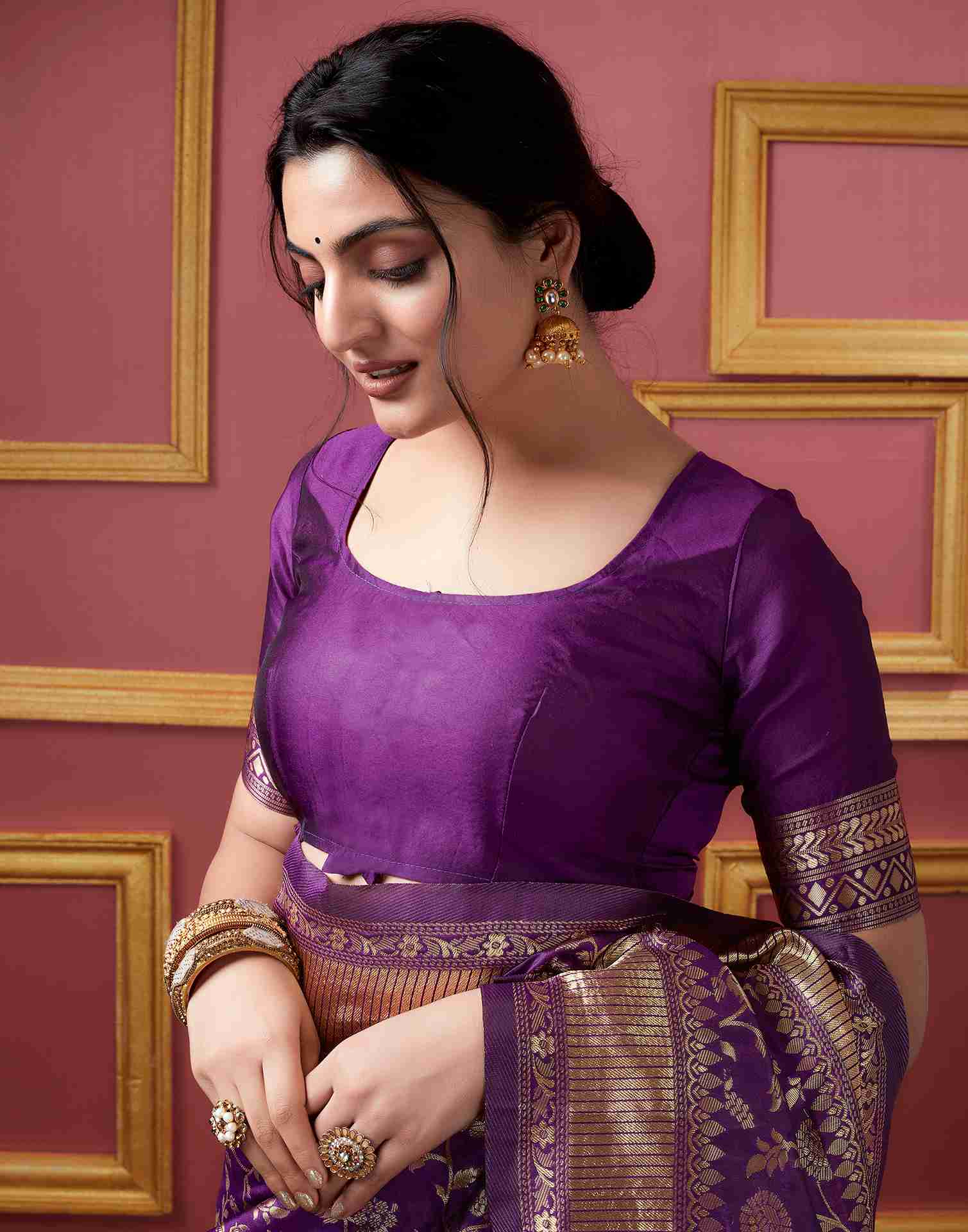 Dark Purple Banarasi Silk Saree