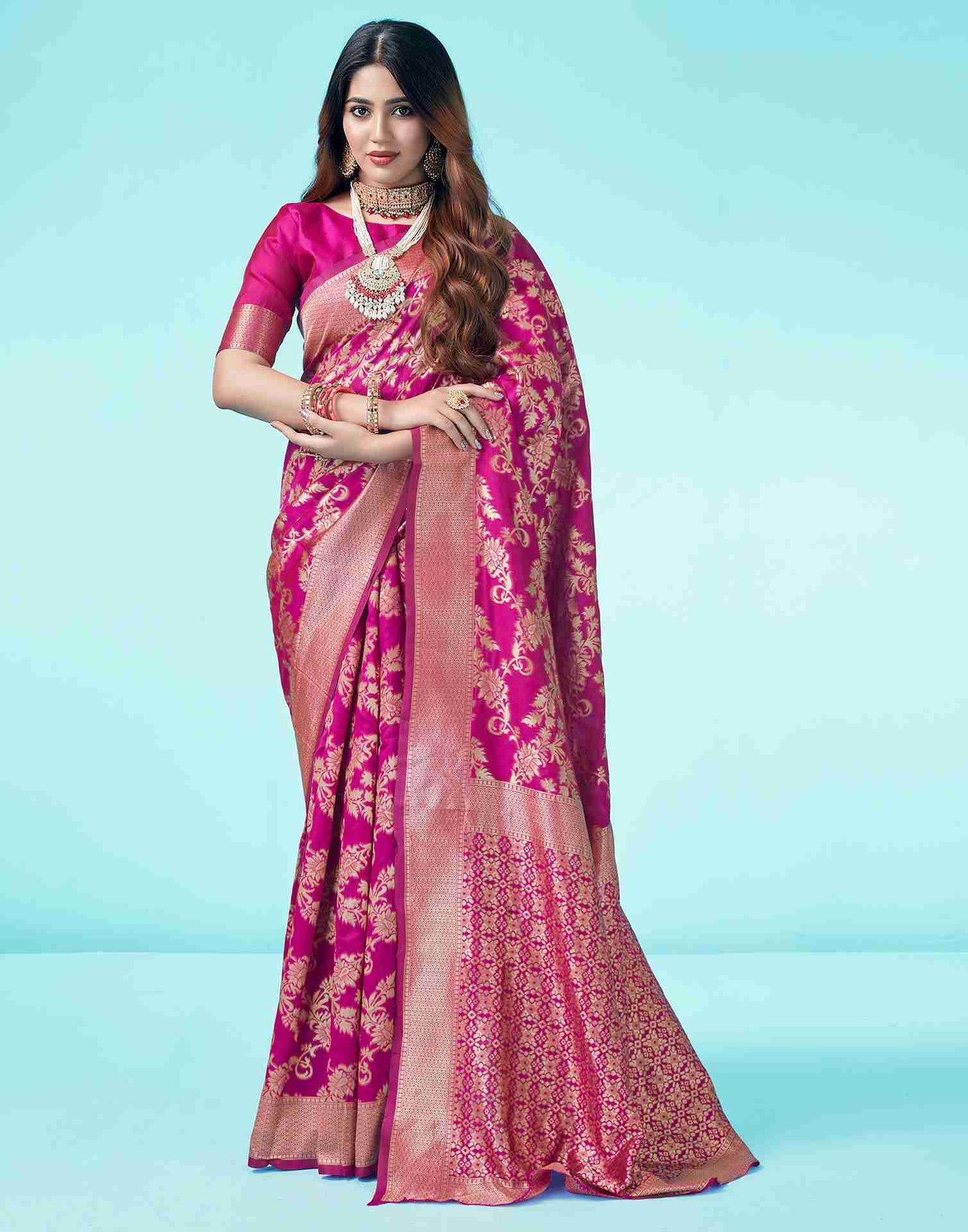 Rani Pink Banarasi Silk Saree