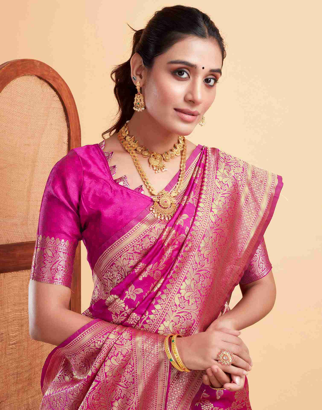 Pink Banarasi Silk Woven Saree