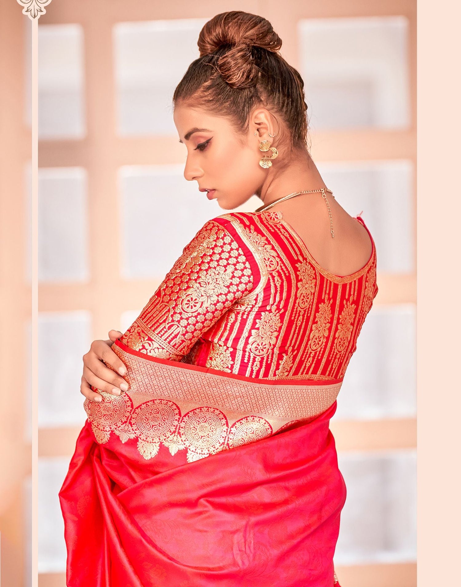 Dark Pink Silk Banarasi Saree | Leemboodi