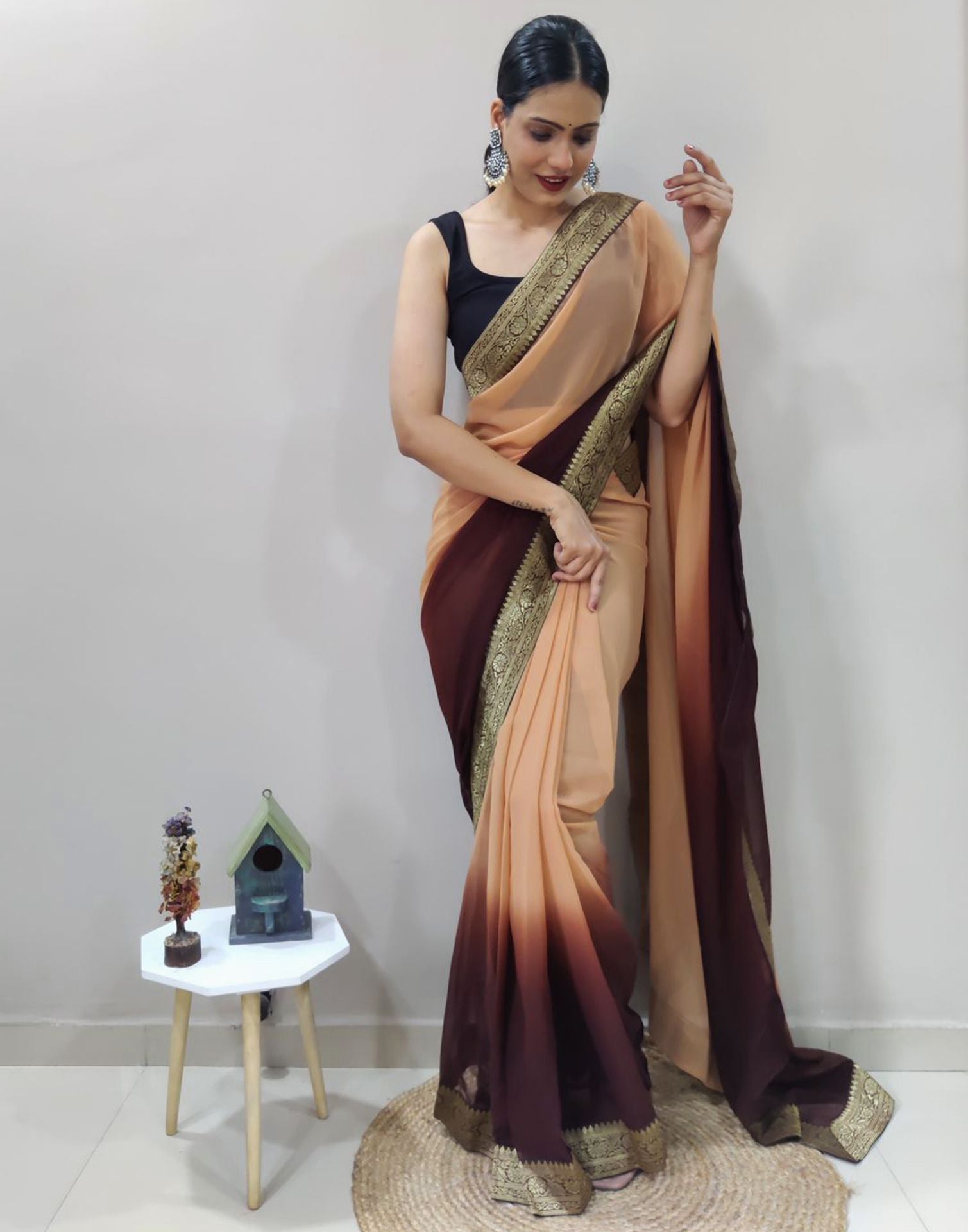 Brown Plain Saree | Sudathi