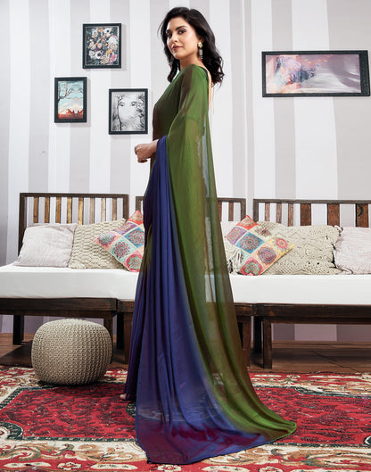 Ready to Wear Green Chiffon Saree