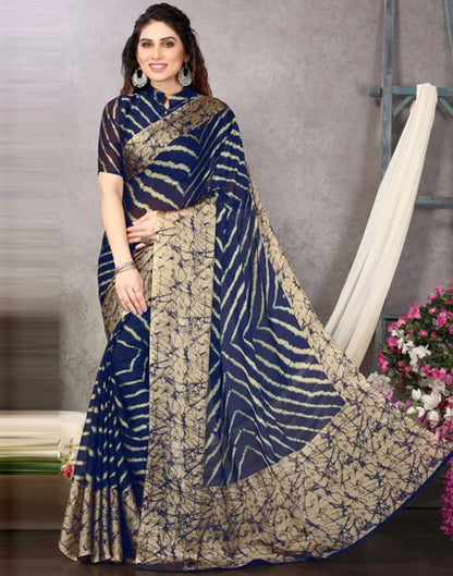Blue Chiffon Printed Saree | Sudathi