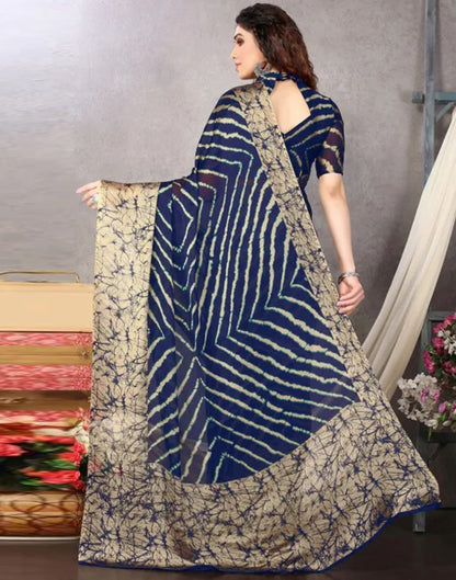Blue Chiffon Printed Saree | Sudathi