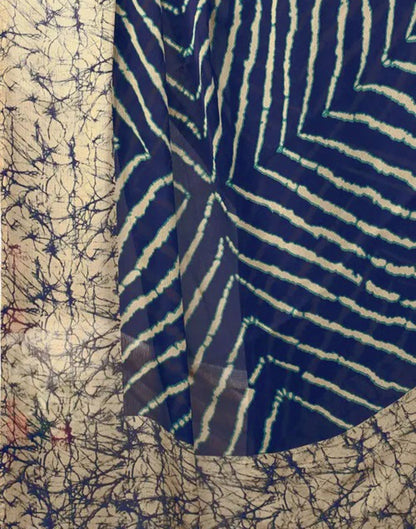 Blue Chiffon Printed Saree | Sudathi