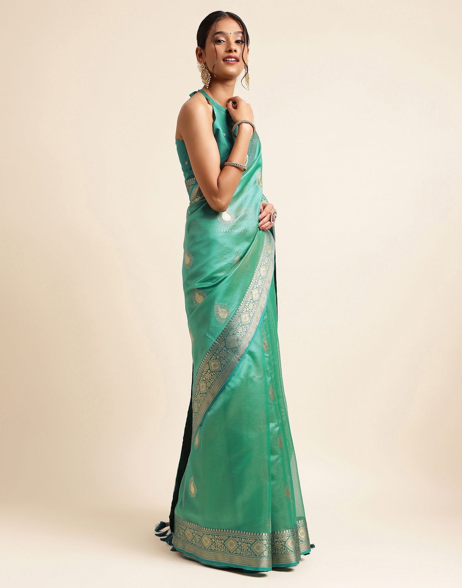 Rama Green Silk Banarasi Saree | Leemboodi