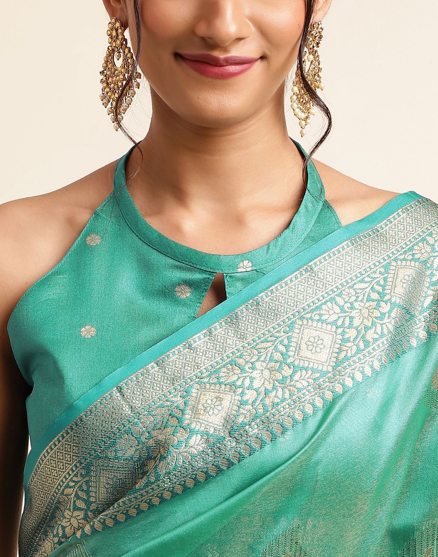 Rama Green Silk Banarasi Saree | Leemboodi