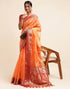 Orange Silk Banarasi Saree | Leemboodi