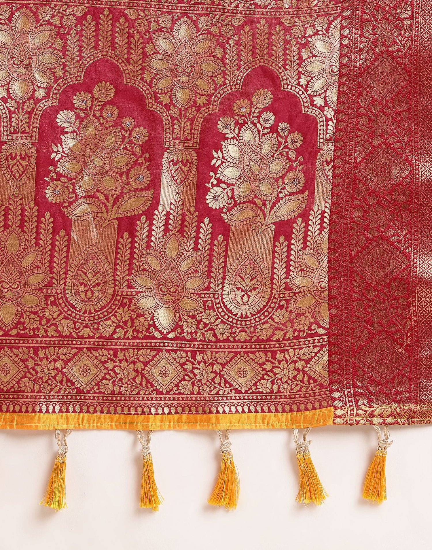 Turmeric Yellow Silk Banarasi Saree | Leemboodi