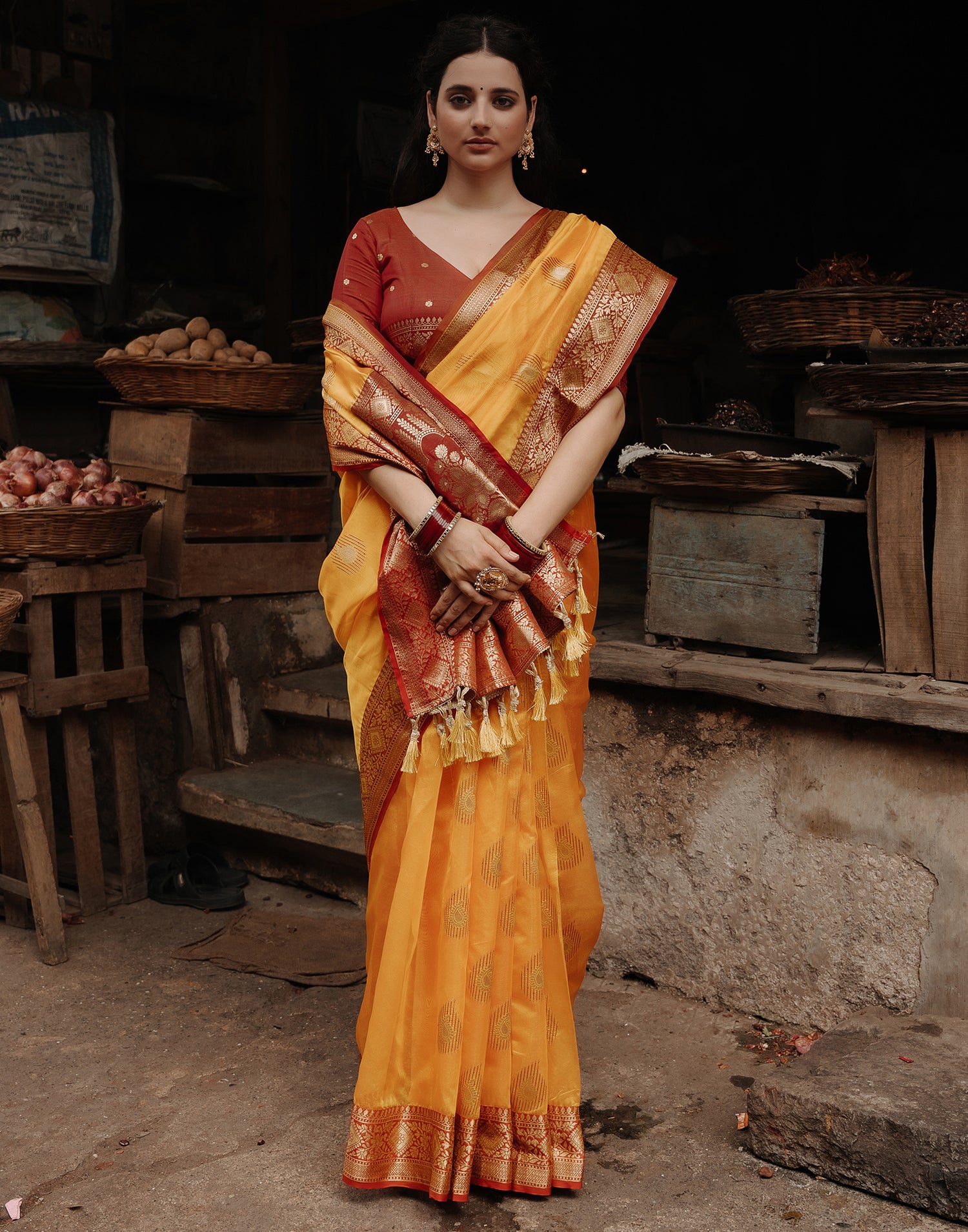 Turmeric Yellow Silk Banarasi Saree