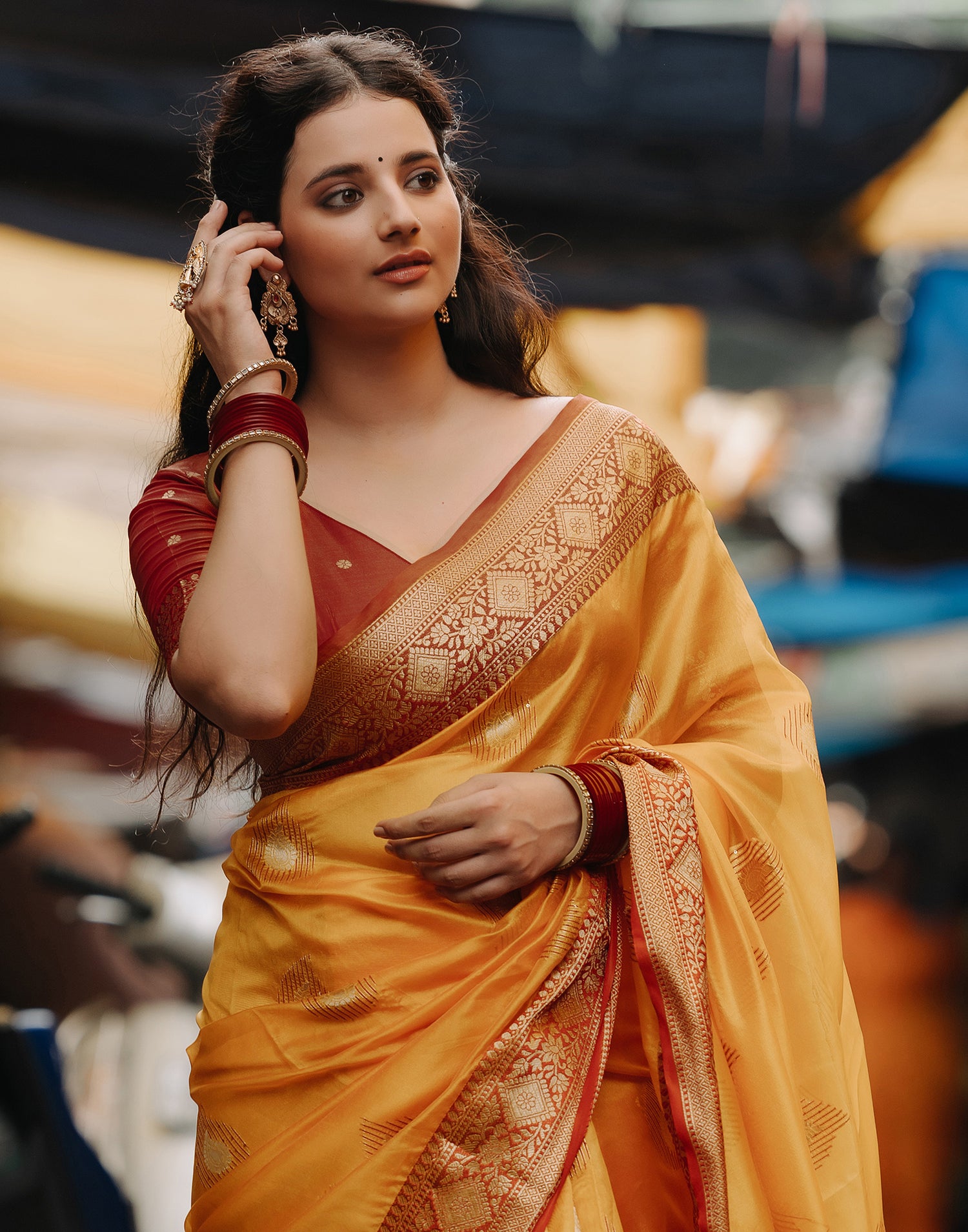 Turmeric Yellow Silk Banarasi Saree