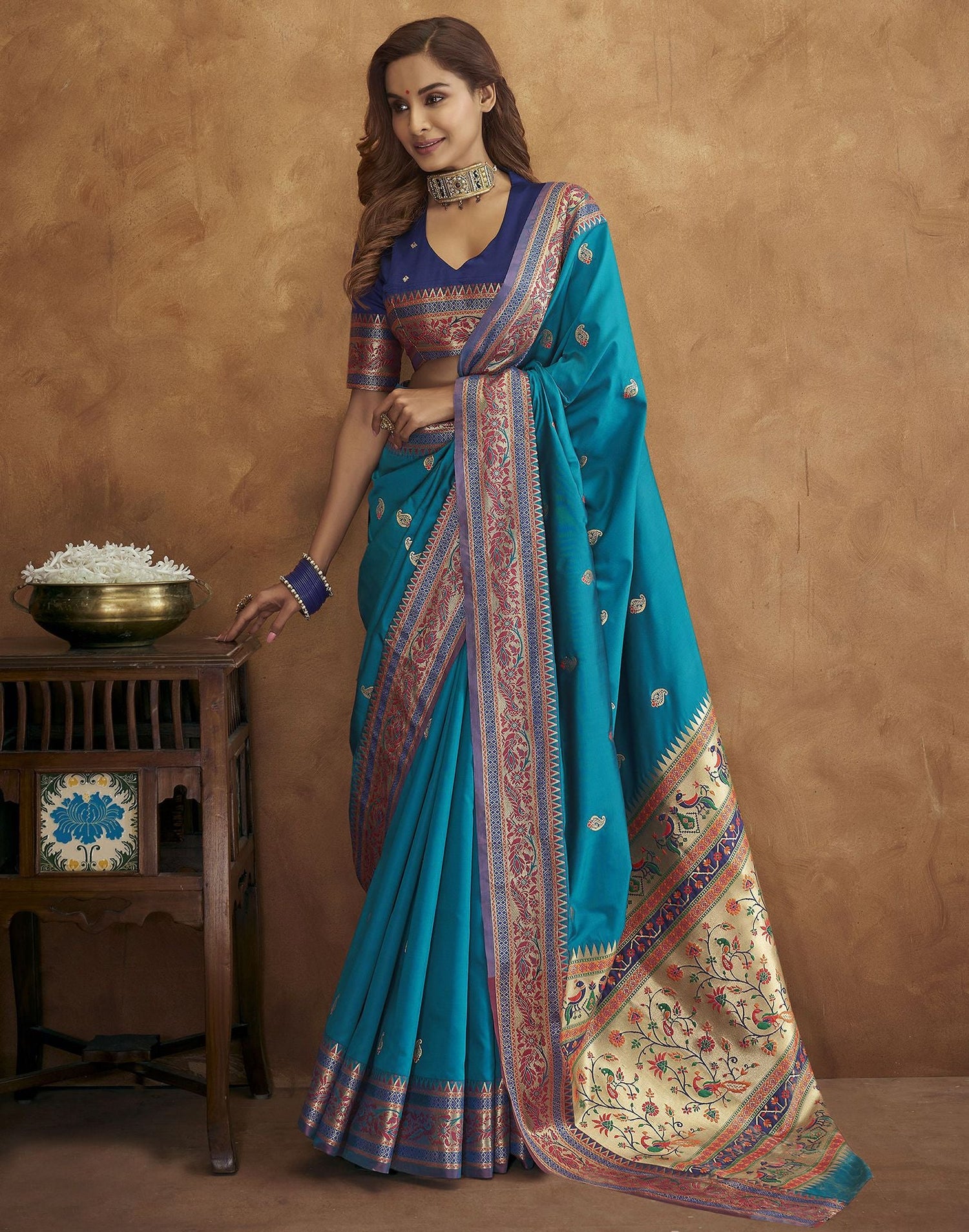 Blue Banarasi Silk Saree | Leemboodi