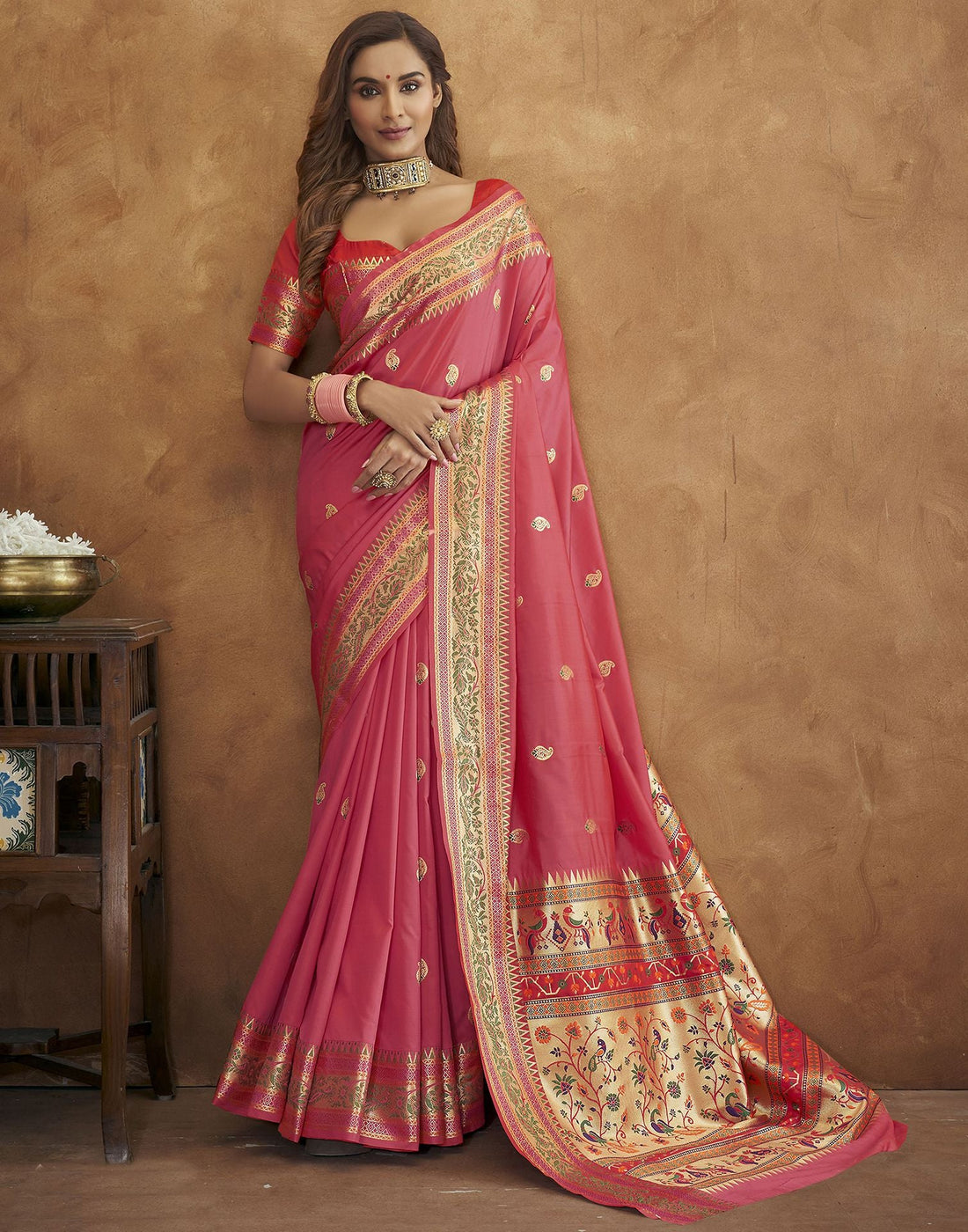 Pink Banarasi Silk Saree | Leemboodi