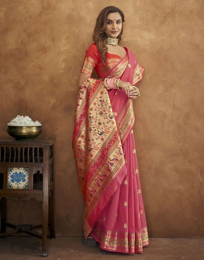 Pink Banarasi Silk Saree | Leemboodi