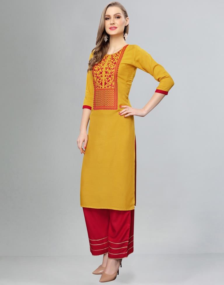 Modish Yellow Embroidered Kurti | Sudathi