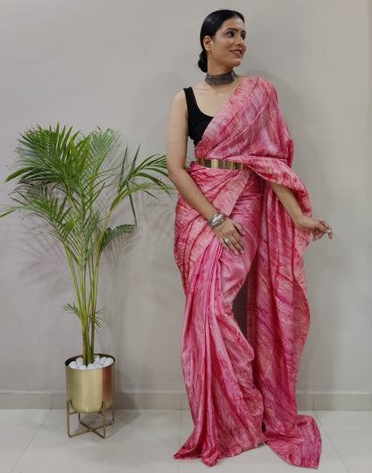 Pink Silk Printed Saree