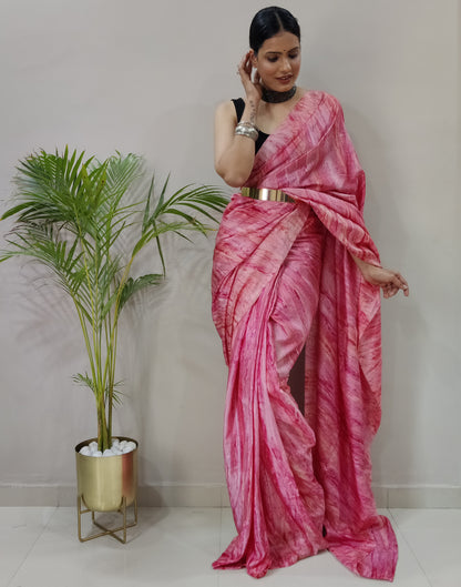 Pink Silk Printed Saree