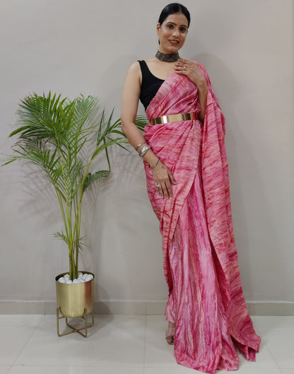 Pink Silk Printed Saree