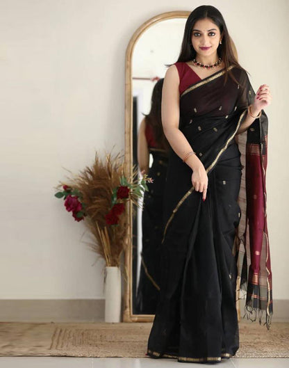 Black Silk Weaving Saree