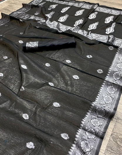 Black Silk Weaving Saree