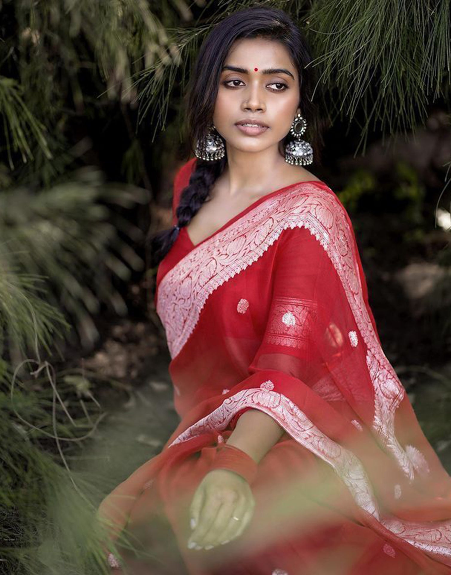 Red Silk Weaving Saree