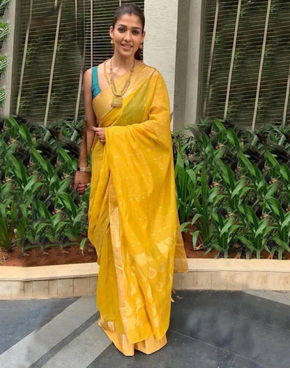 Yellow Silk Weaving Saree