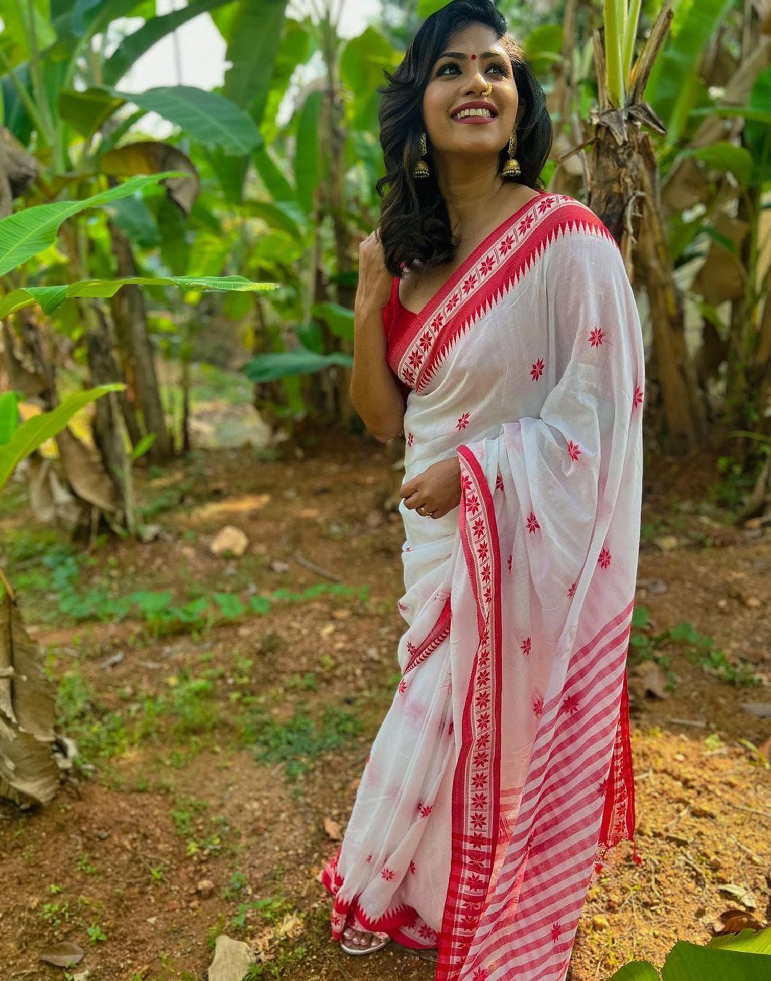 White Cotton Weaving Saree