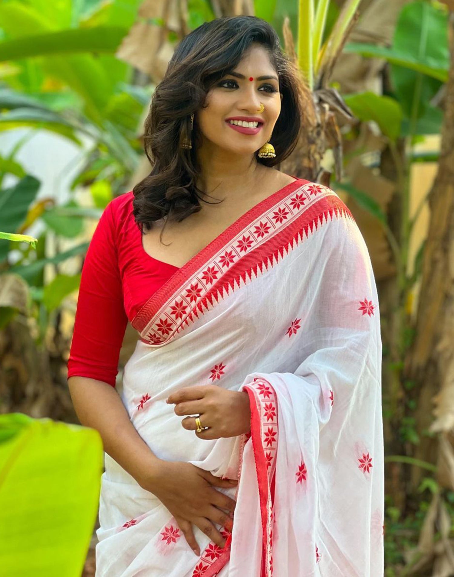 White Cotton Weaving Saree