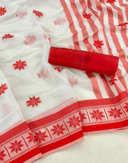 White Cotton Weaving Saree