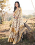 Cream Cotton Floral Printed Saree With Tassel | Leemboodi