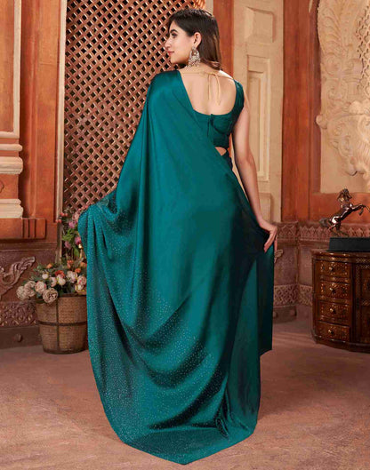 Green Satin Plain Saree