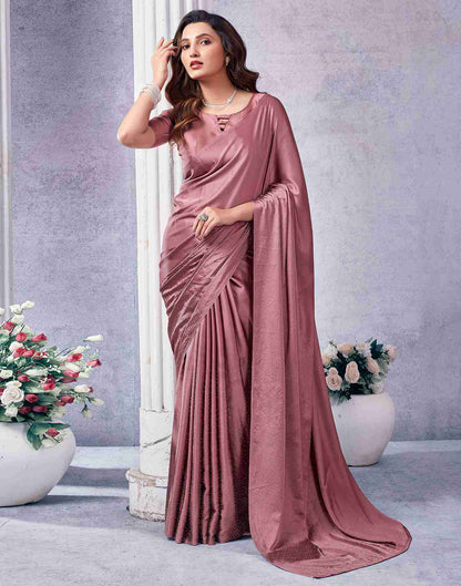 Mauve Satin Plain Saree