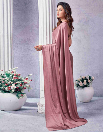 Mauve Satin Plain Saree