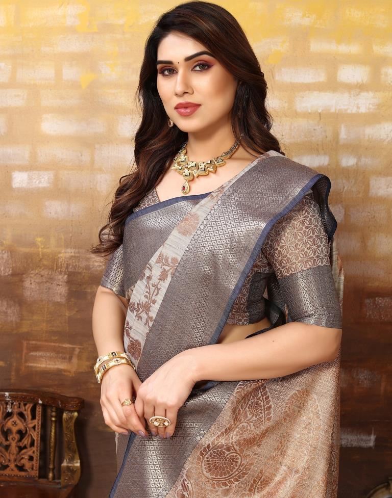 Grey Kanjivaram Silk Saree